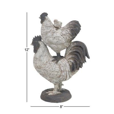 Image showing 7 th Harper & Willow Polystone Farmhouse Rooster Sculpture, 12 in. x 8 in. x 5 in., White