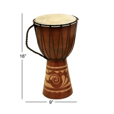 Image showing  Mahogany Drum Sculpture, 16 in. x 9 in. x 10 in., Brown