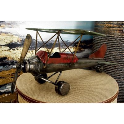 Harper & Willow Grey Metal Vintage Airplane Sculpture, 6 in. x 14 in. x 10 in.