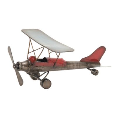 Image showing  Metal Vintage Airplane Sculpture, 6 in. x 14 in. x 10 in., Gray