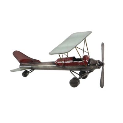 Image showing  Metal Vintage Airplane Sculpture, 6 in. x 14 in. x 10 in., Gray