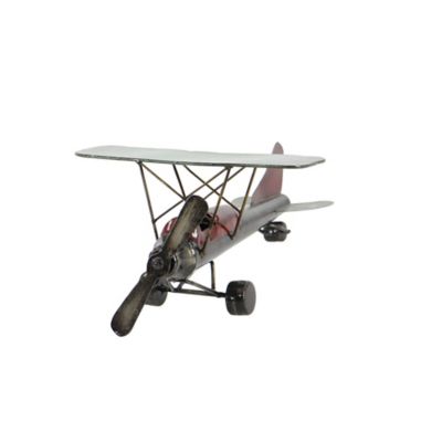 Image showing  Metal Vintage Airplane Sculpture, 6 in. x 14 in. x 10 in., Gray