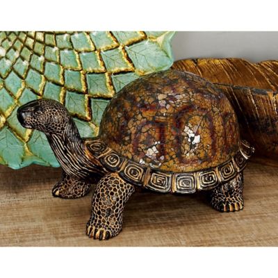 Harper & Willow Brown Polystone Coastal Sculpture, Turtle, 11 in. L x 6 in. W x 6 in. H, 3.5 lb.