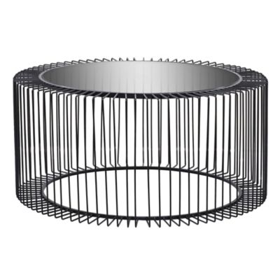 Image showing  Square Metal Open Wire Frame Coffee Table with Shaded Glass Top, 32 in. x 32 in. x 15 in., Black