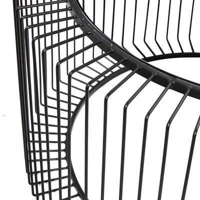 Image showing  Square Metal Open Wire Frame Coffee Table with Shaded Glass Top, 32 in. x 32 in. x 15 in., Black