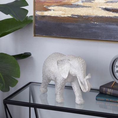 Harper & Willow Polystone Elephant Sculpture, 5 in. x 14 in. x 9 in., White