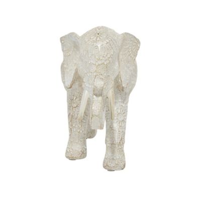 Image showing  Polystone Elephant Sculpture, 5 in. x 14 in. x 9 in., White