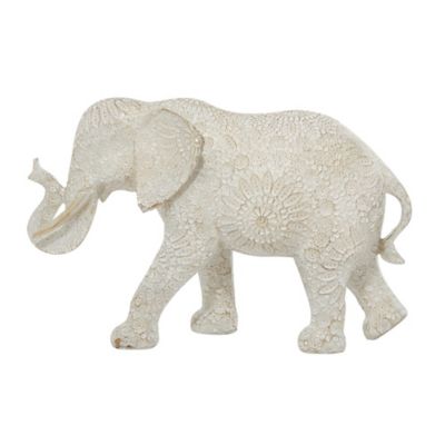 Image showing  Polystone Elephant Sculpture, 5 in. x 14 in. x 9 in., White