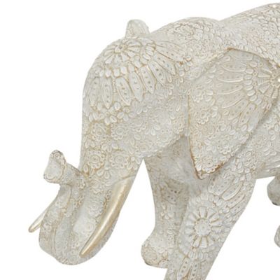 Image showing  Polystone Elephant Sculpture, 5 in. x 14 in. x 9 in., White
