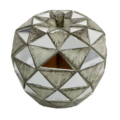 Image showing  3 pc. Silver Polystone Contemporary Fruit Sculptures, 4.5 in., 6.25 in., 10.5 in.