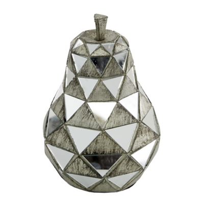 Image showing  3 pc. Silver Polystone Contemporary Fruit Sculptures, 4.5 in., 6.25 in., 10.5 in.