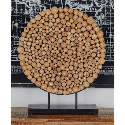 Harper & Willow Natural Teak Wood Abstract Sculpture, 24 in. x 19 in. x 8 in., Brown