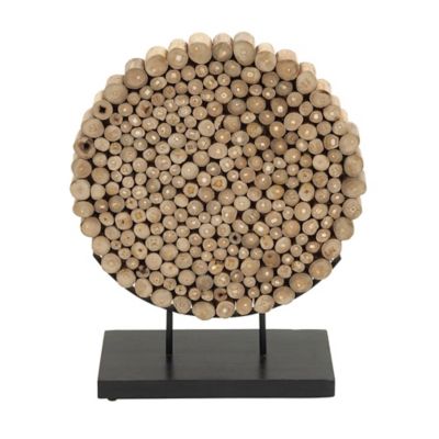 Image showing  Natural Teak Wood Abstract Sculpture, 24 in. x 19 in. x 8 in., Brown