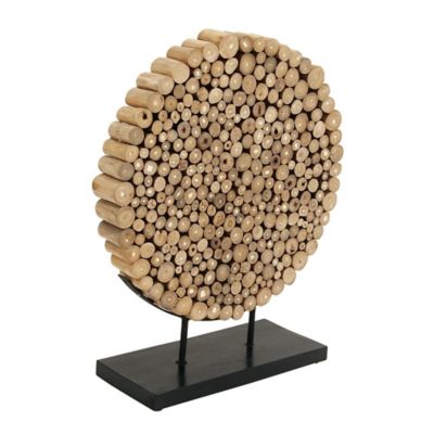 Image showing  Natural Teak Wood Abstract Sculpture, 24 in. x 19 in. x 8 in., Brown