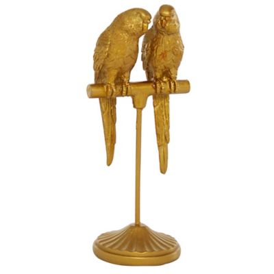 Image showing  Resin Country Cottage Bird Sculpture, 9 in. x 3 in. x 3 in., Gold