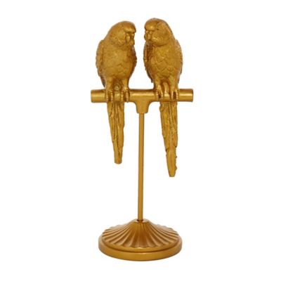 Image showing  Resin Country Cottage Bird Sculpture, 9 in. x 3 in. x 3 in., Gold