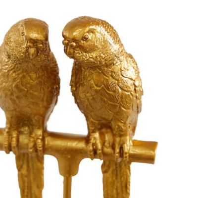 Image showing  Resin Country Cottage Bird Sculpture, 9 in. x 3 in. x 3 in., Gold