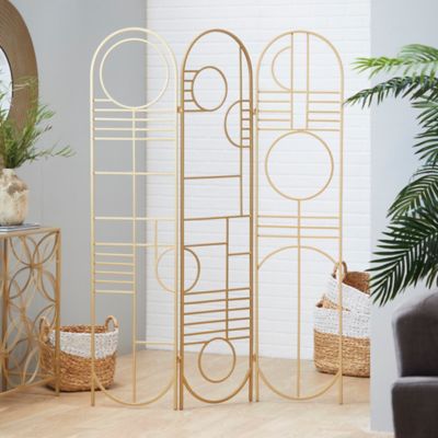 Harper & Willow Metal Modern Room Divider Screen, 69 in. x 50 in., Gold