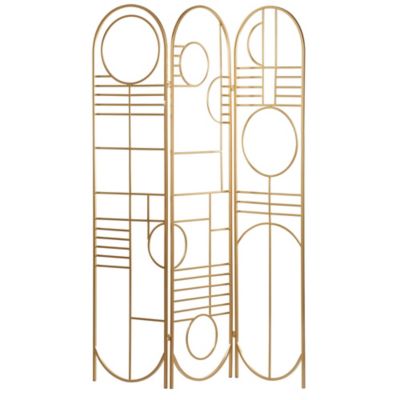 Image showing  Metal Modern Room Divider Screen, 69 in. x 50 in., Gold