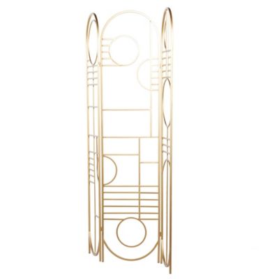 Image showing  Metal Modern Room Divider Screen, 69 in. x 50 in., Gold