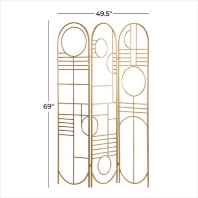 Image showing  Metal Modern Room Divider Screen, 69 in. x 50 in., Gold