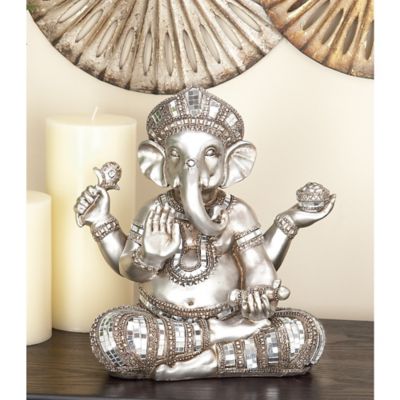 Harper & Willow Polystone Buddha Sculpture, 12 in. x 11 in. x 6 in., Silver