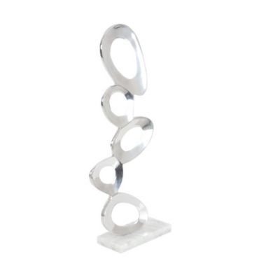 Image showing 4 th Harper & Willow Silver Aluminum Modern Sculpture, Nature, 30 in. x 13 in. x 5 in., 49645