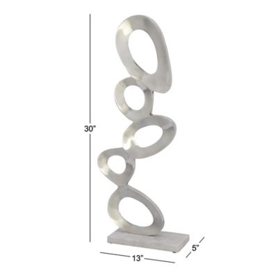 Image showing 8 th Harper & Willow Silver Aluminum Modern Sculpture, Nature, 30 in. x 13 in. x 5 in., 49645