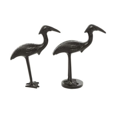 Harper & Willow Black Aluminum Traditional Bird Sculptures, 7.3 x 3.05 x 8.8 in., 6.9 x 2.4 x 8.7 in., 1.25 lb., 2 pc.
