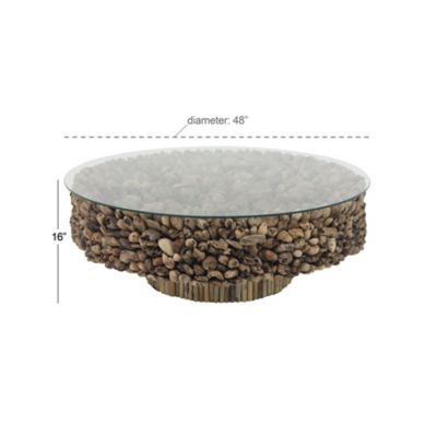 Image showing 3 th Harper & Willow Square Driftwood Natural Coffee Table, 48 in. x 48 in. x 16 in., Brown