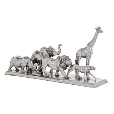 Image showing  Silver Polystone Sculpture, Safari Animal, 13 in. x 27 in. x 6 in.