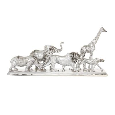 Image showing  Silver Polystone Sculpture, Safari Animal, 13 in. x 27 in. x 6 in.
