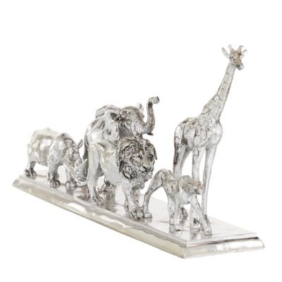 Image showing  Silver Polystone Sculpture, Safari Animal, 13 in. x 27 in. x 6 in.