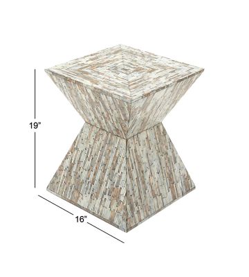 Image showing 5 th Harper & Willow Multi Mussel Shells and Wood Handmade Contemporary Accent Table