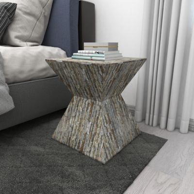 Image showing 6 th Harper & Willow Multi Mussel Shells and Wood Handmade Contemporary Accent Table