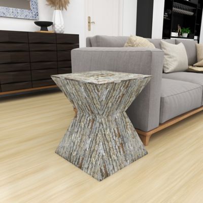 Image showing 7 th Harper & Willow Multi Mussel Shells and Wood Handmade Contemporary Accent Table