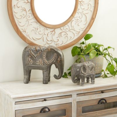 Harper & Willow Brown Ceramic Eclectic Elephant Sculptures, 9 in., 13 in., 2 pc.