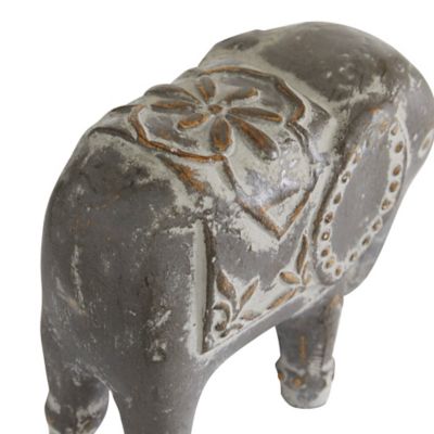 Image showing  Brown Ceramic Eclectic Elephant Sculptures, 9 in., 13 in., Brown, 2 pc.