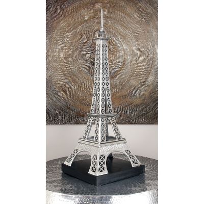 Harper & Willow Silver Aluminum Sculpture Eiffel Tower, 42 In. X 16 In. X 16 In.