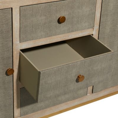 Image showing  Brown Metal Snakeskin Inspired 3 Drawers and 2 Doors Cabinet 47 x 16 x 32in.