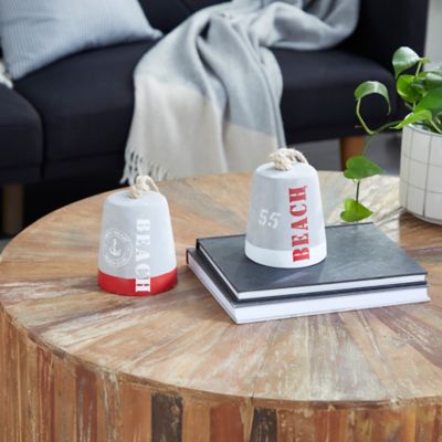 Harper & Willow Grey Cement Coastal Lifeguard Sculptures, 4 in. x 9 in., 2 pc.