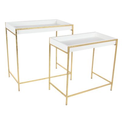 Image showing  Metal Contemporary Console Tables, 22 in./20 in., Gold, 2 pc.