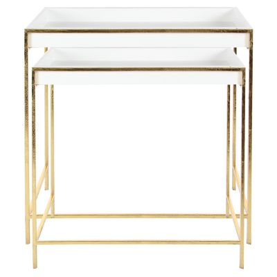 Image showing  Metal Contemporary Console Tables, 22 in./20 in., Gold, 2 pc.