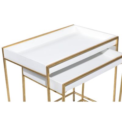 Image showing  Metal Contemporary Console Tables, 22 in./20 in., Gold, 2 pc.