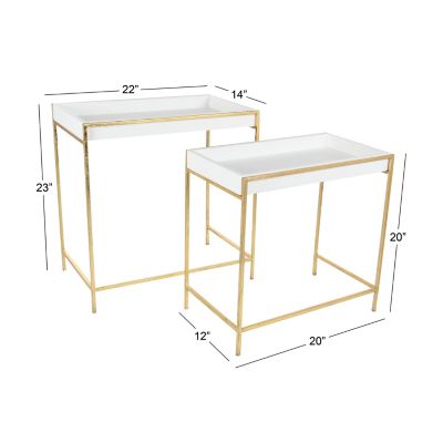 Image showing 7 th Harper & Willow Metal Contemporary Console Tables, 22 in./20 in., Gold, 2 pc.