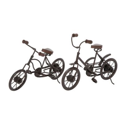 Image showing  Black Metal Bike Sculpture Set of 2 12"W, 10"H