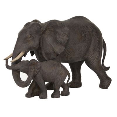 Image showing 1 th Harper & Willow Brown Polystone Elephant Sculpture, 14 x 5 x 9in.