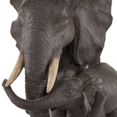 Image showing 3 th Harper & Willow Brown Polystone Elephant Sculpture, 14 x 5 x 9in.