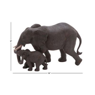 Image showing 5 th Harper & Willow Brown Polystone Elephant Sculpture, 14 x 5 x 9in.