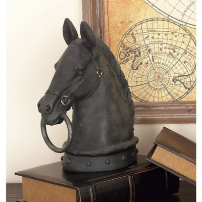 Harper & Willow Black Polystone Sculpture, Horse Head, 9 in. L x 6 in. W x 12 in. H, 2.32 lb.